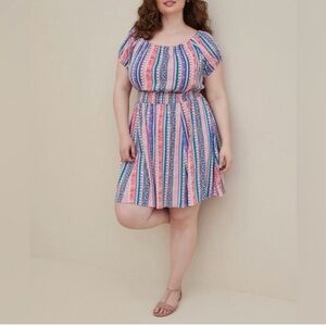 Torrid multi color off the shoulder dress